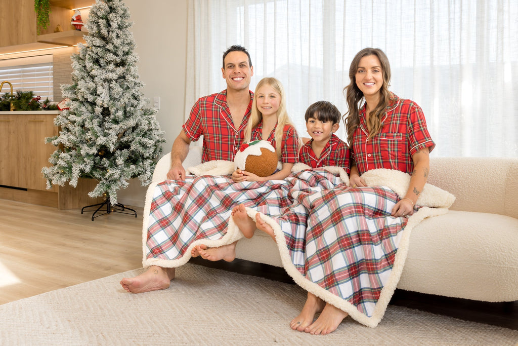 White Plaid Christmas Blanket
