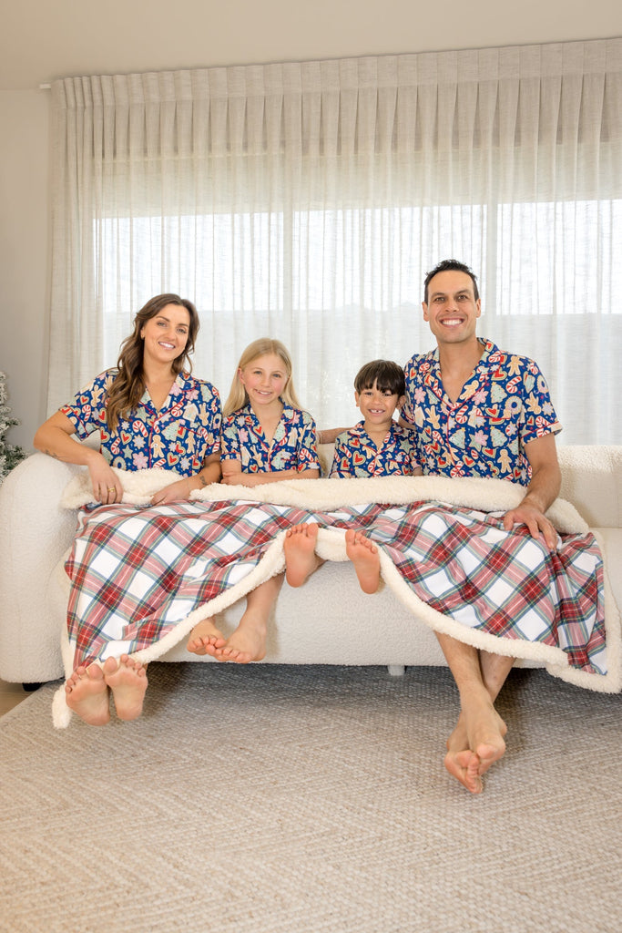 White Plaid Christmas Blanket