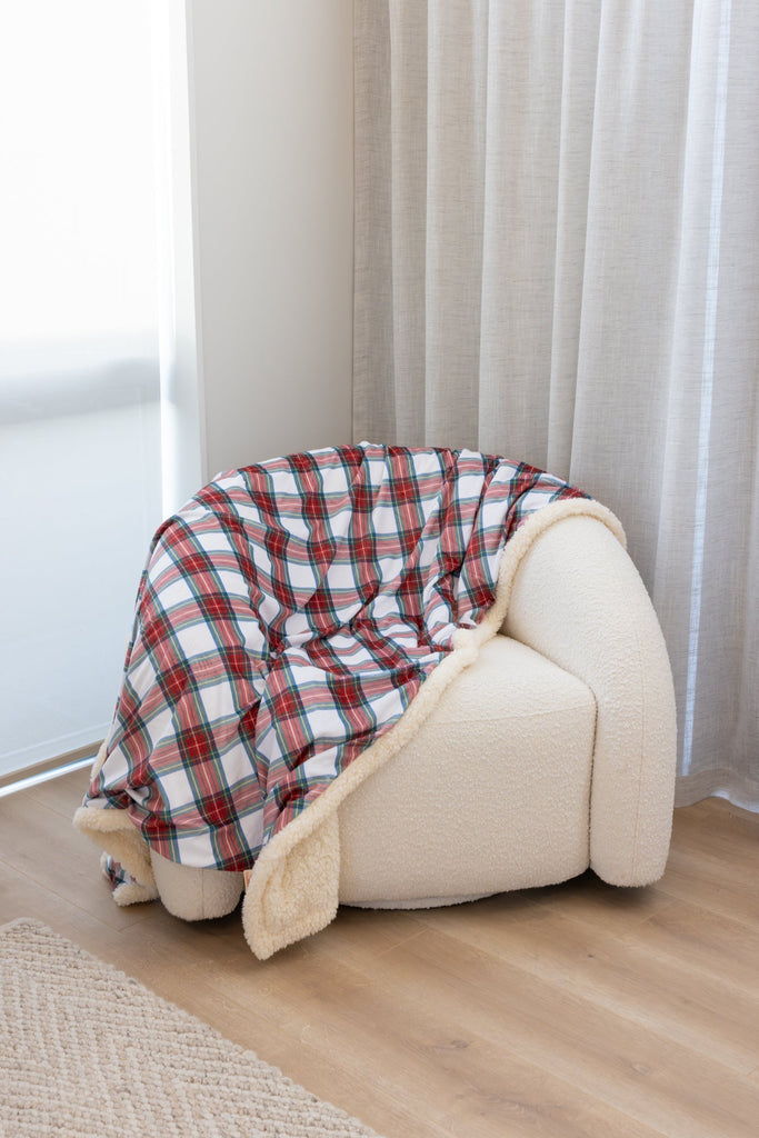 White Plaid Christmas Blanket